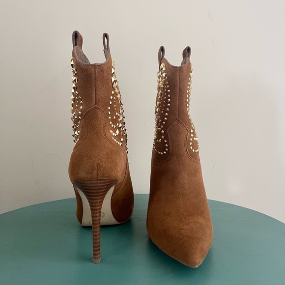 Used Michael Kors leather(suede) high heels brown boots,size 7,5 - Picture 5 of 9